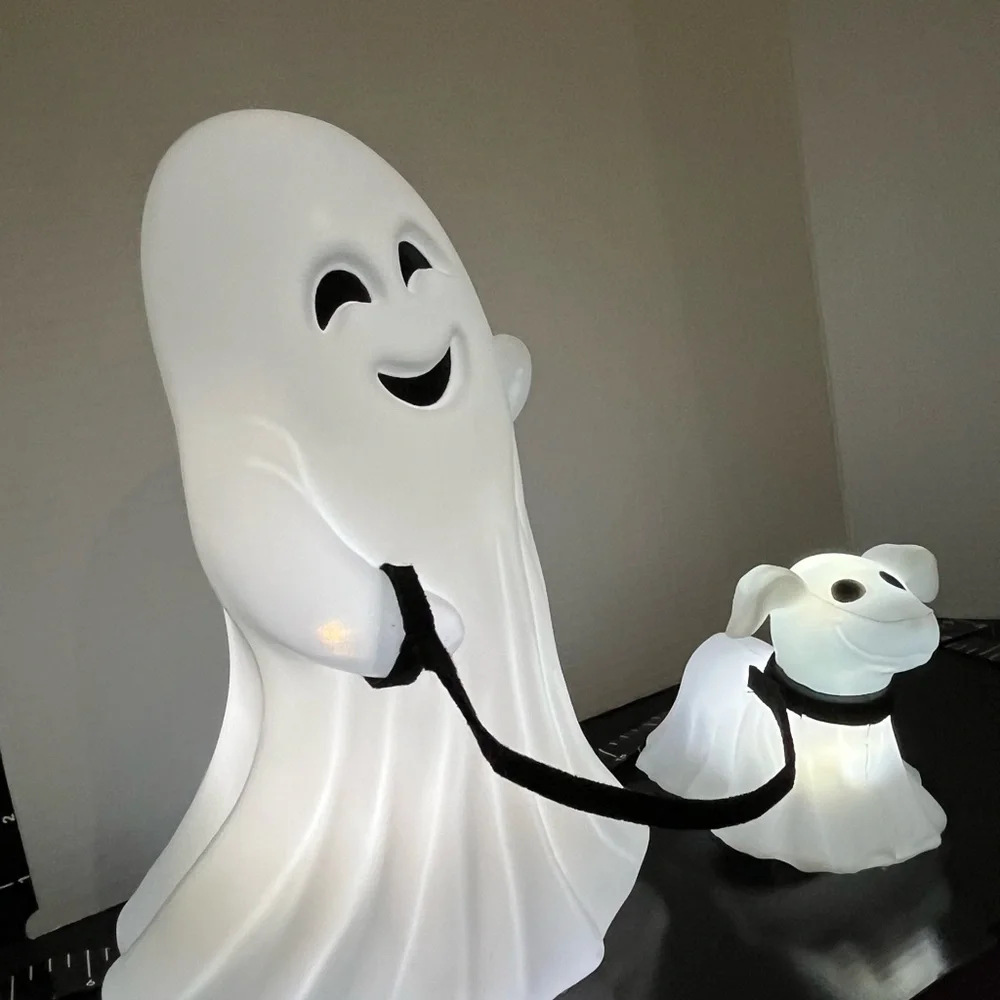 White Ghost and Dog Halloween Decor